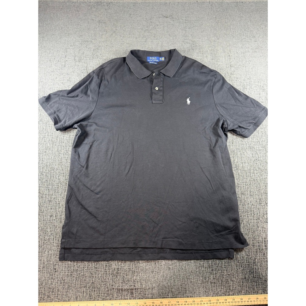 Polo Ralph Lauren Mens XXL Black Pima Soft Touch Short Sleeve Polo Shirt